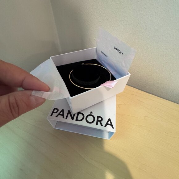 ✨ Pandora Nova 14k Gold Lab-grown Diamond Open Bangle | Size M | 8” - Picture 4 of 6